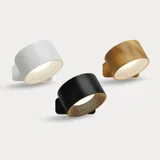 White, black and wood wall light finishes