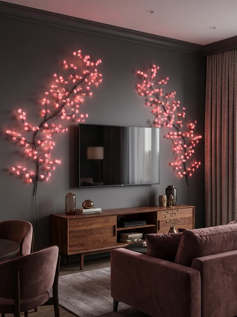Cherry blossom lights in a room